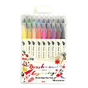 Pentel Brush Sign Pen Twin - 18-Colour Set