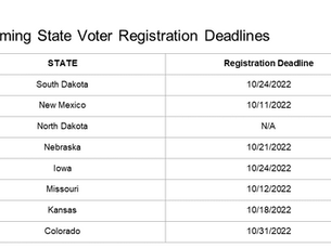 Upcoming State Voter Registration Deadlines