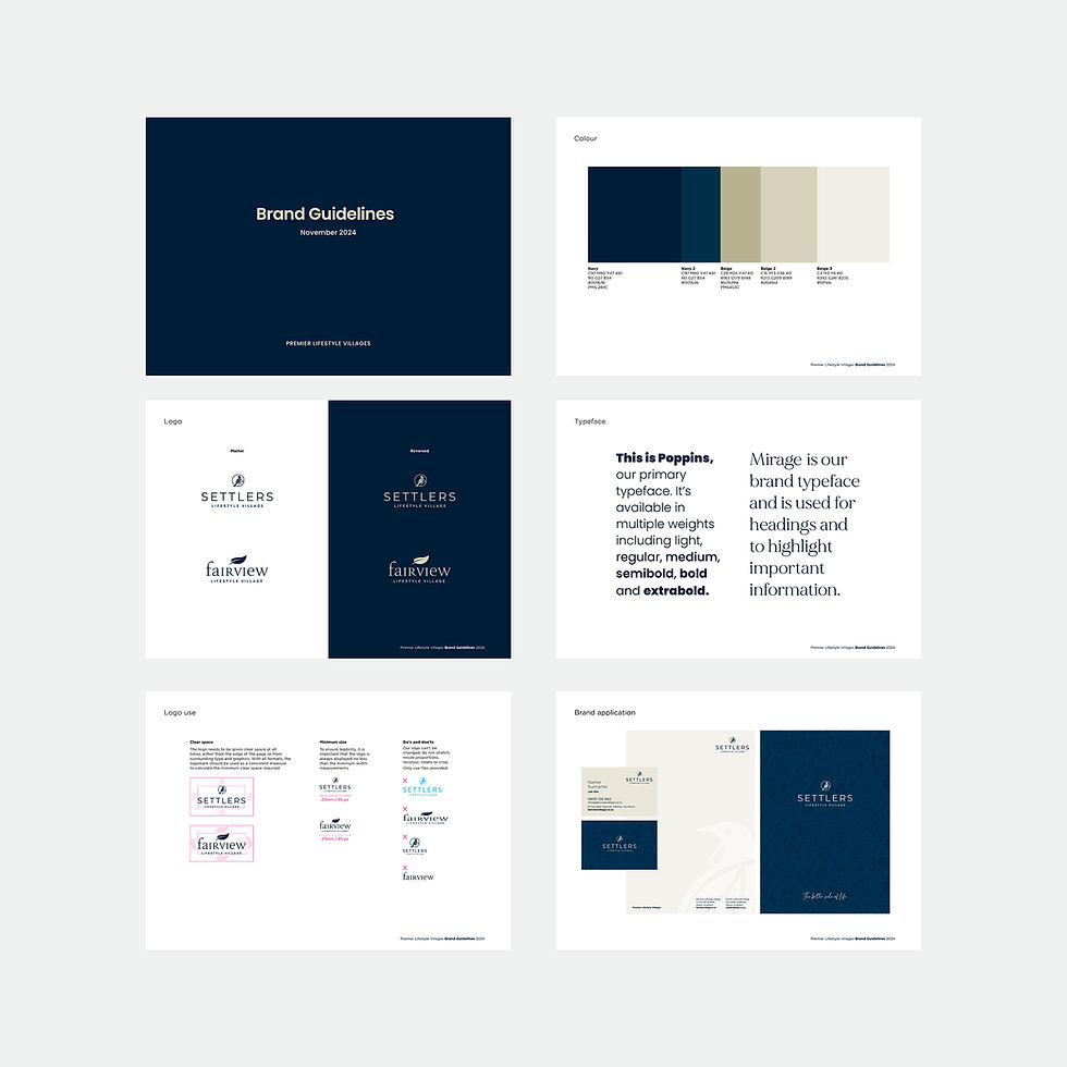 Screenshots from an example brand guideline document