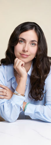 Female manager in office look on beige backdrop at LPS Headshot Studio central Bangkok