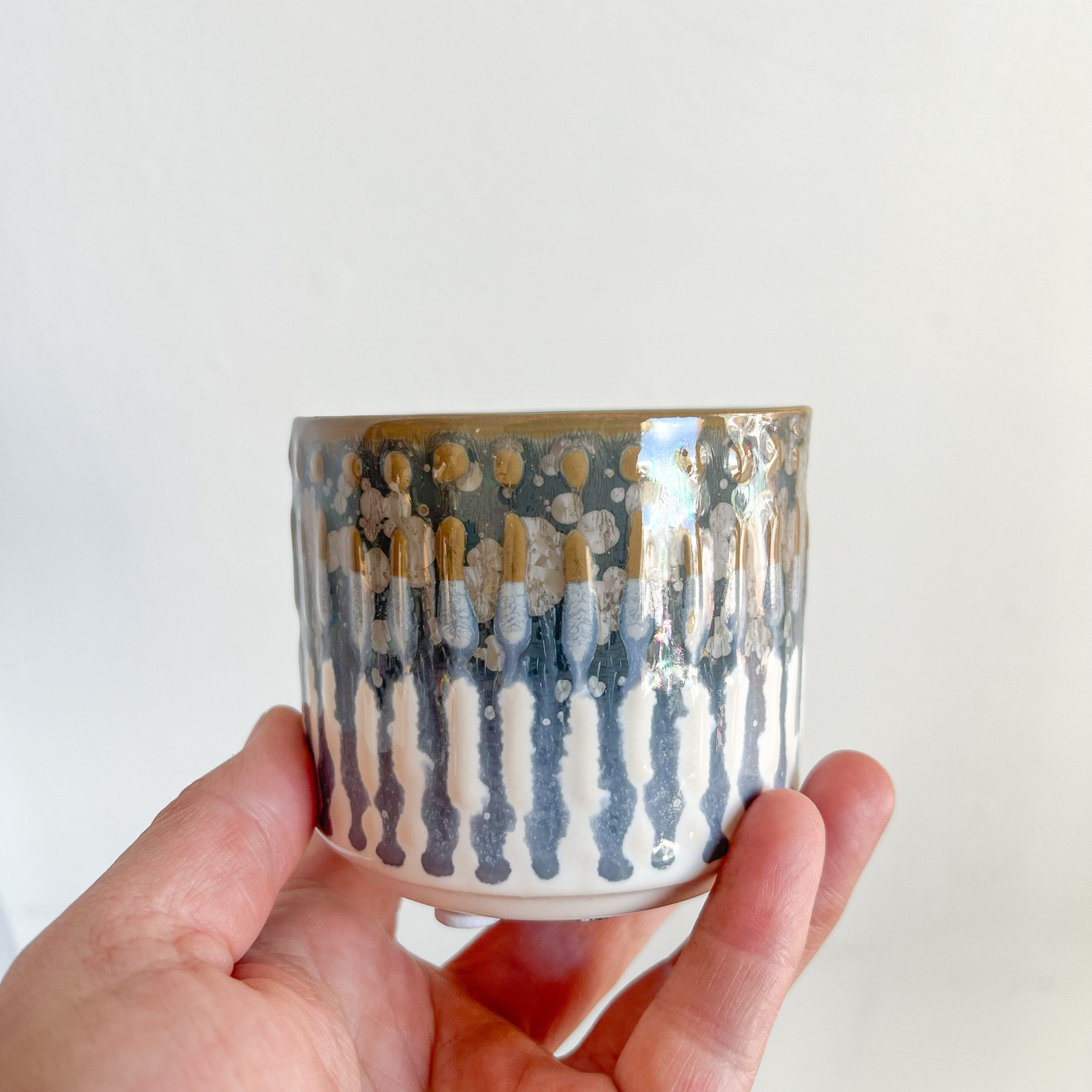 Drip Glaze Pot - Blue