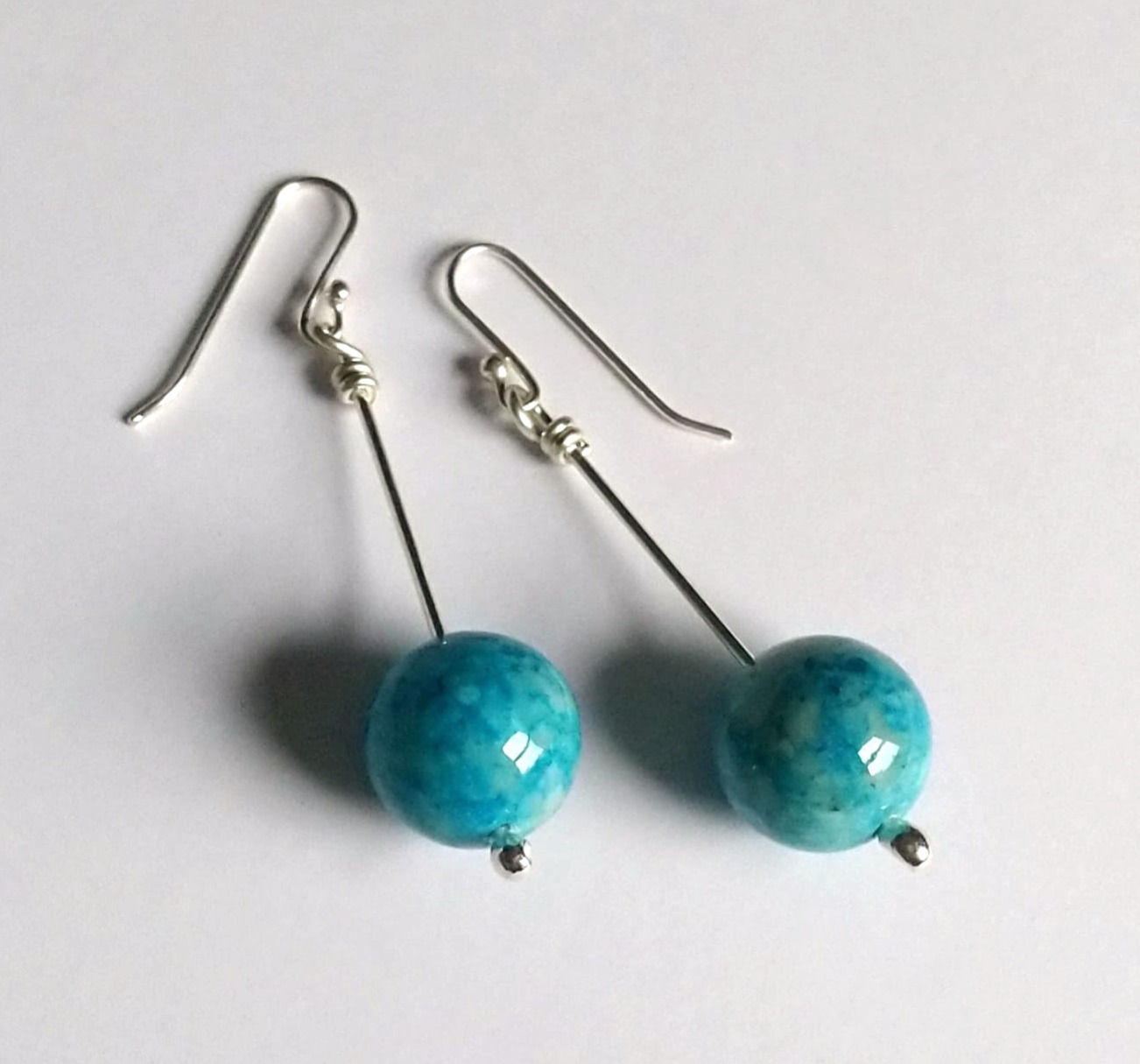Sterling Silver Dangle Earrings: Turquoise