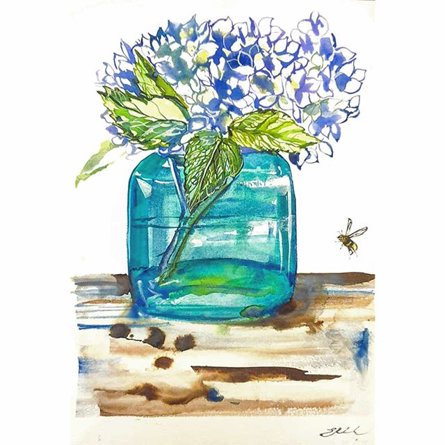 Vase of hydrangeas
Watercolour on 300gs