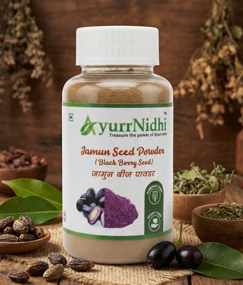 AyurrNidhi Jamun Seed Powder – pure Syzygium cumini seed powder for sugar balance support