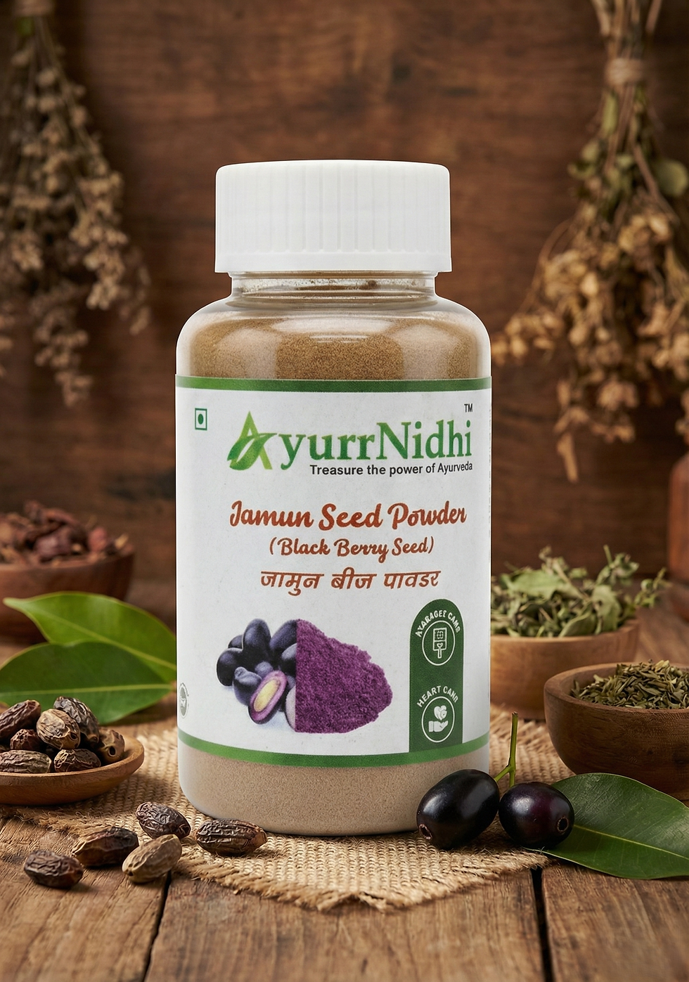 AyurrNidhi Jamun Seed Powder – pure Syzygium cumini seed powder for sugar balance support