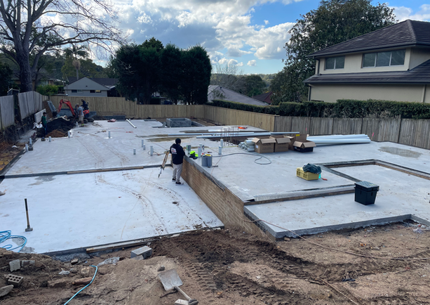 Concrete foundation at construction site