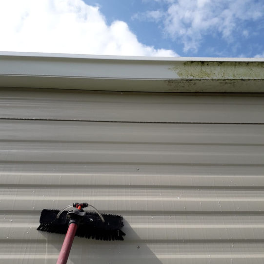 Cleaning of some heavily soiled cladding using our water fed pole system.