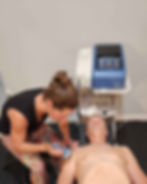 Dr Laura using our focused shockwave on rotator cuff tendinopathy