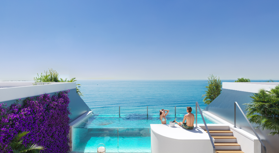 roof terrace with views and infinity pool