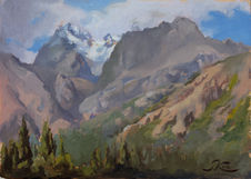 View From the Hunza Riverbank in Gulmit (oil on panel), Saara Knapp 2022.jpg