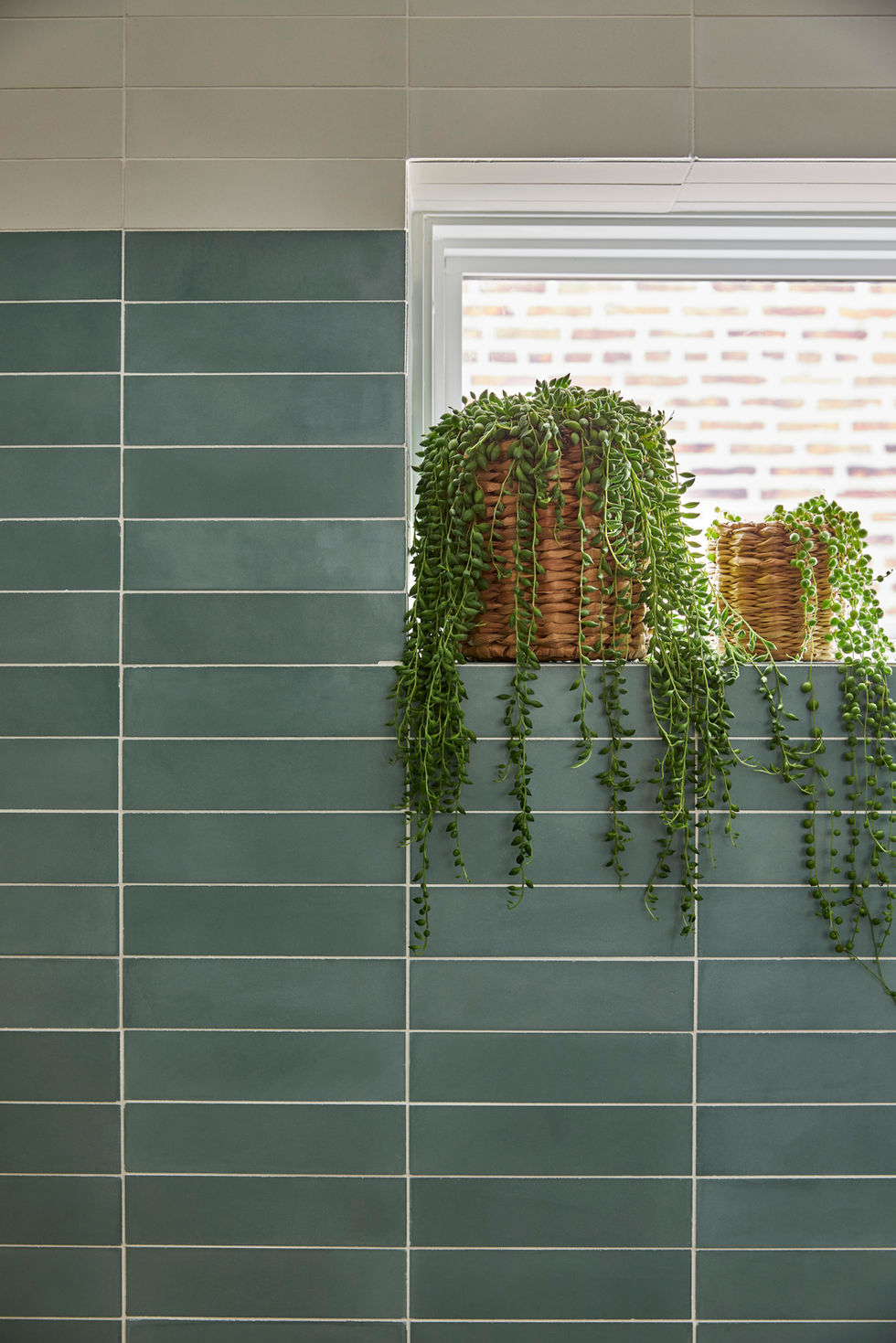 Cement Shower Wall Tile + Clerestory Shower Window