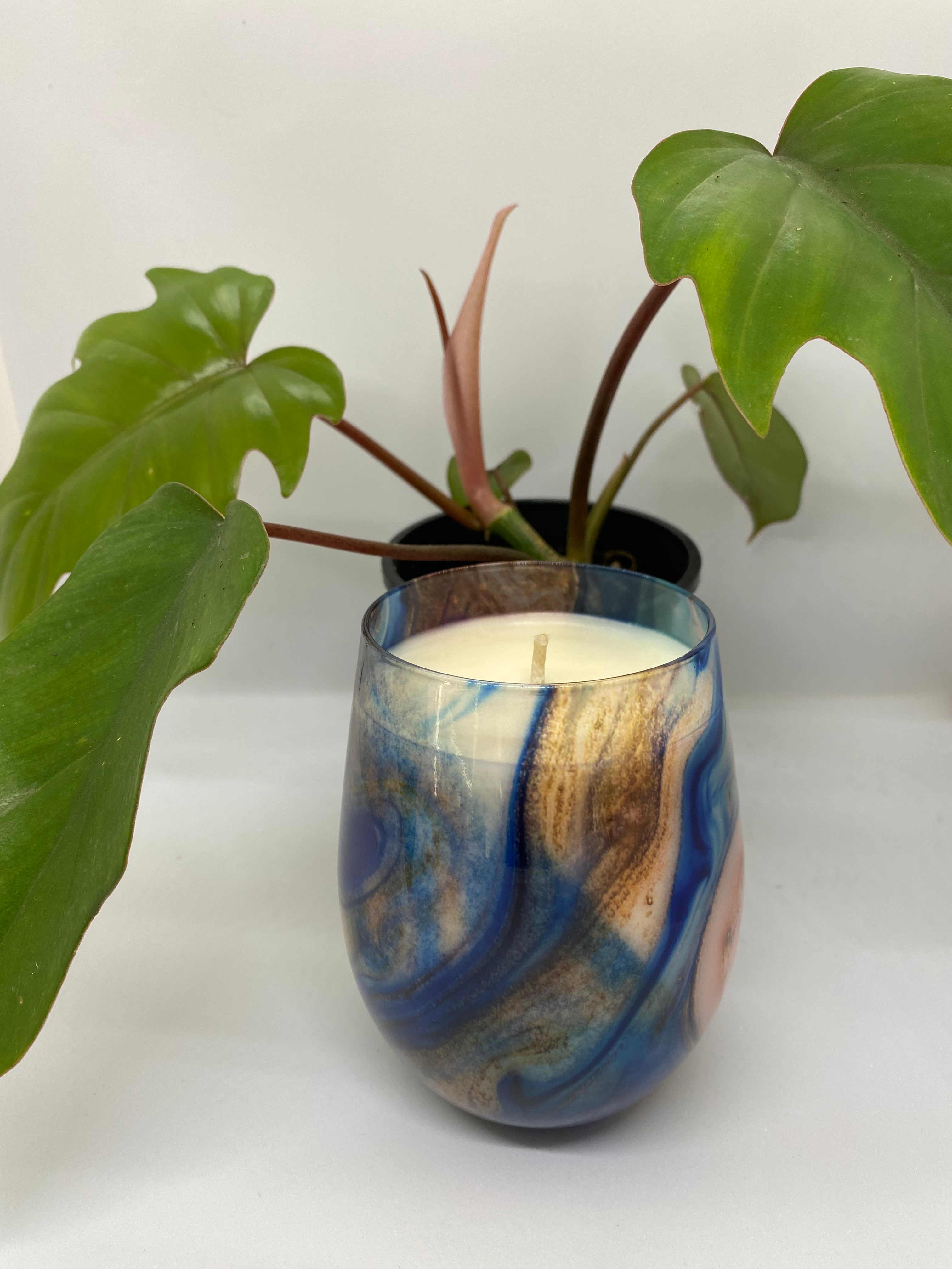 Renee Blue & Tan Marble Glass