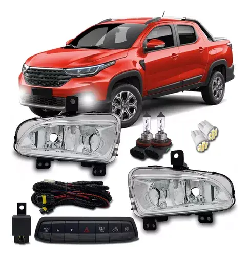 Kit Faros Camineros + Botón Modelo Original Fiat Strada 2021/2024
