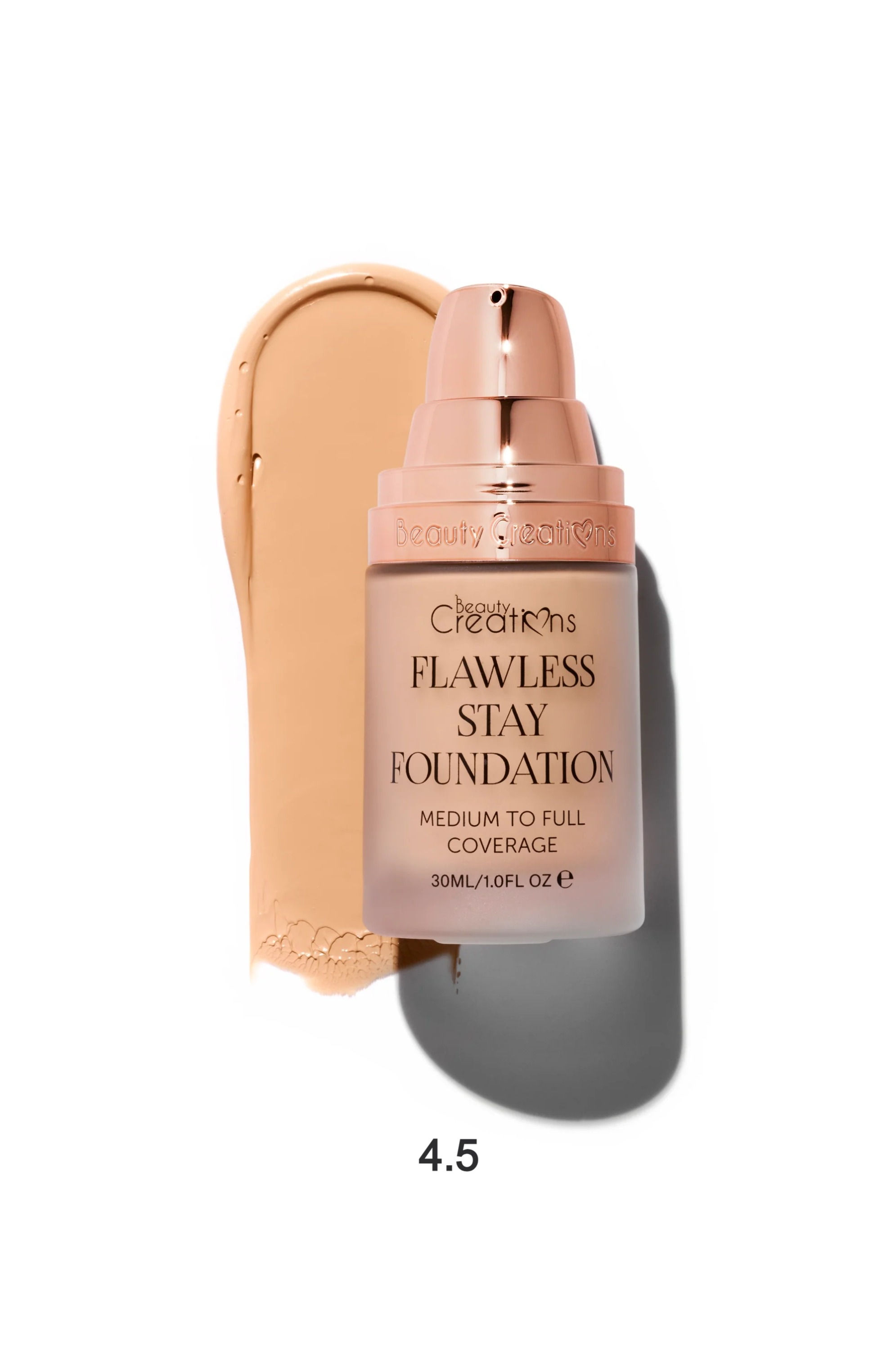 BEAUTY CREATIONS -  BASE MEDIUM TO FULL COVERAGE FLAWLESS STAY FOUNDATION FS 4.5