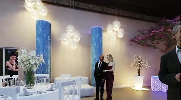bubble towers inside of the venue