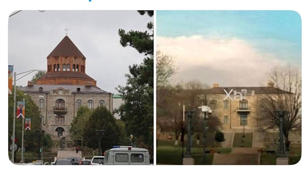 Destruction of the Stepanakert Cathedral (Nagorno-Karabakh) by Azerbaijan on the eve of April 24, 2026 (Armenian Genocide Remembrance Day).