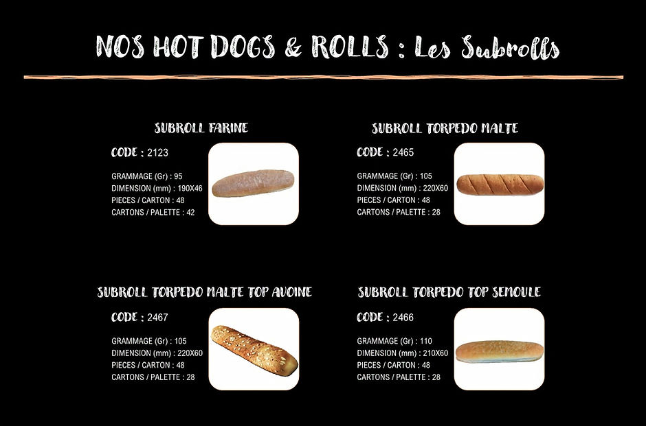 pain hot dog et subroll GESCOM spécialiste des pains et produits de snacking surgelé