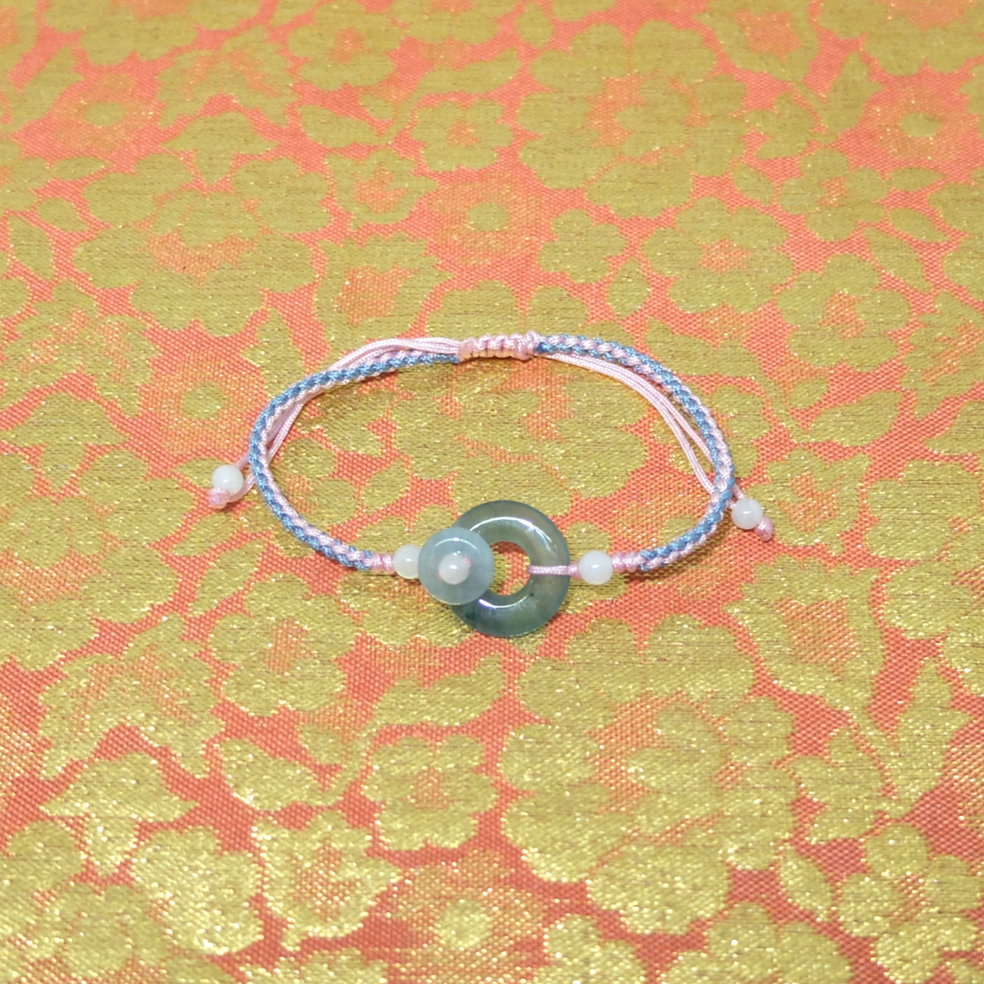 翡翠子母平安扣手繩～大小平安￼