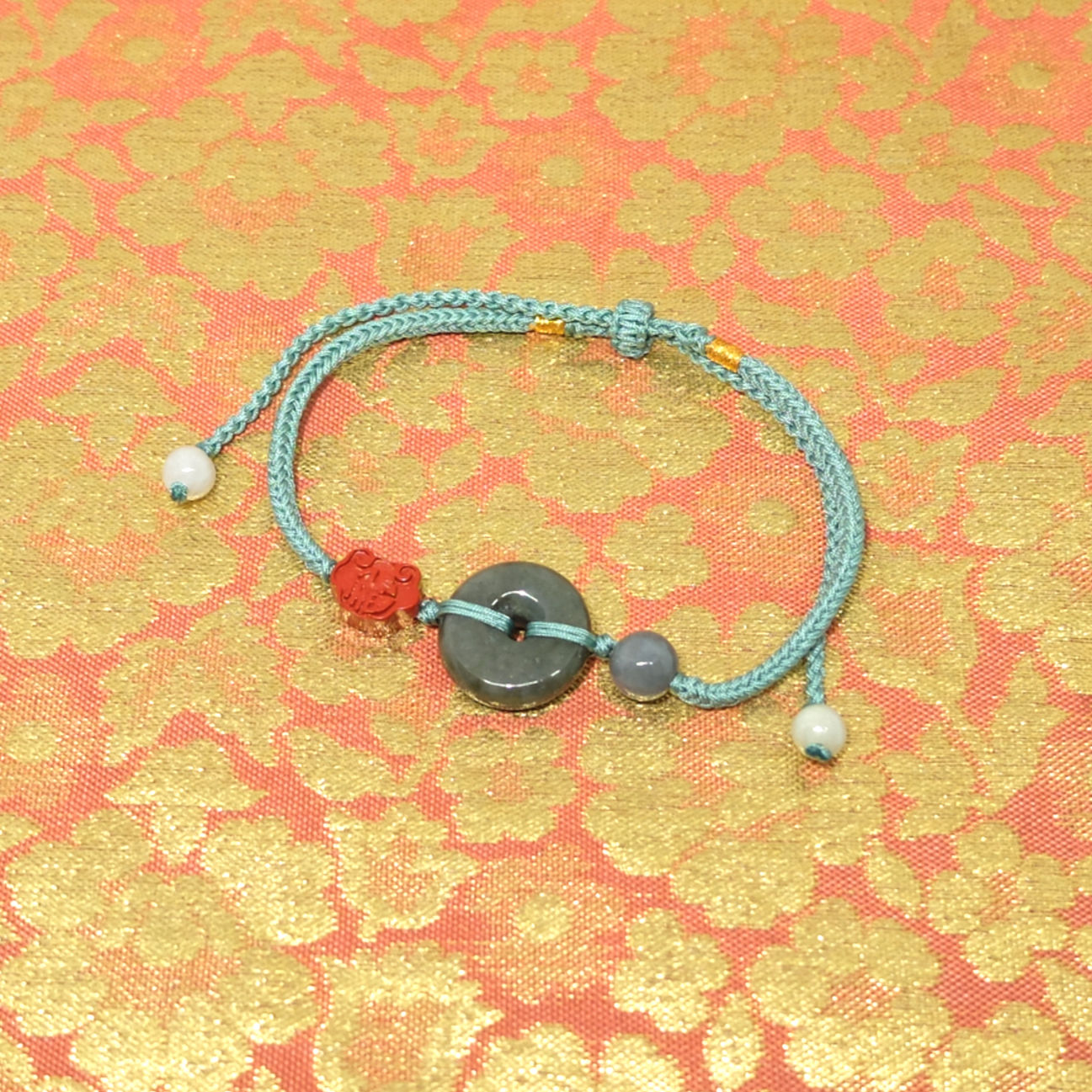 翡翠平安扣手繩～平安健康（灰綠平安扣+）