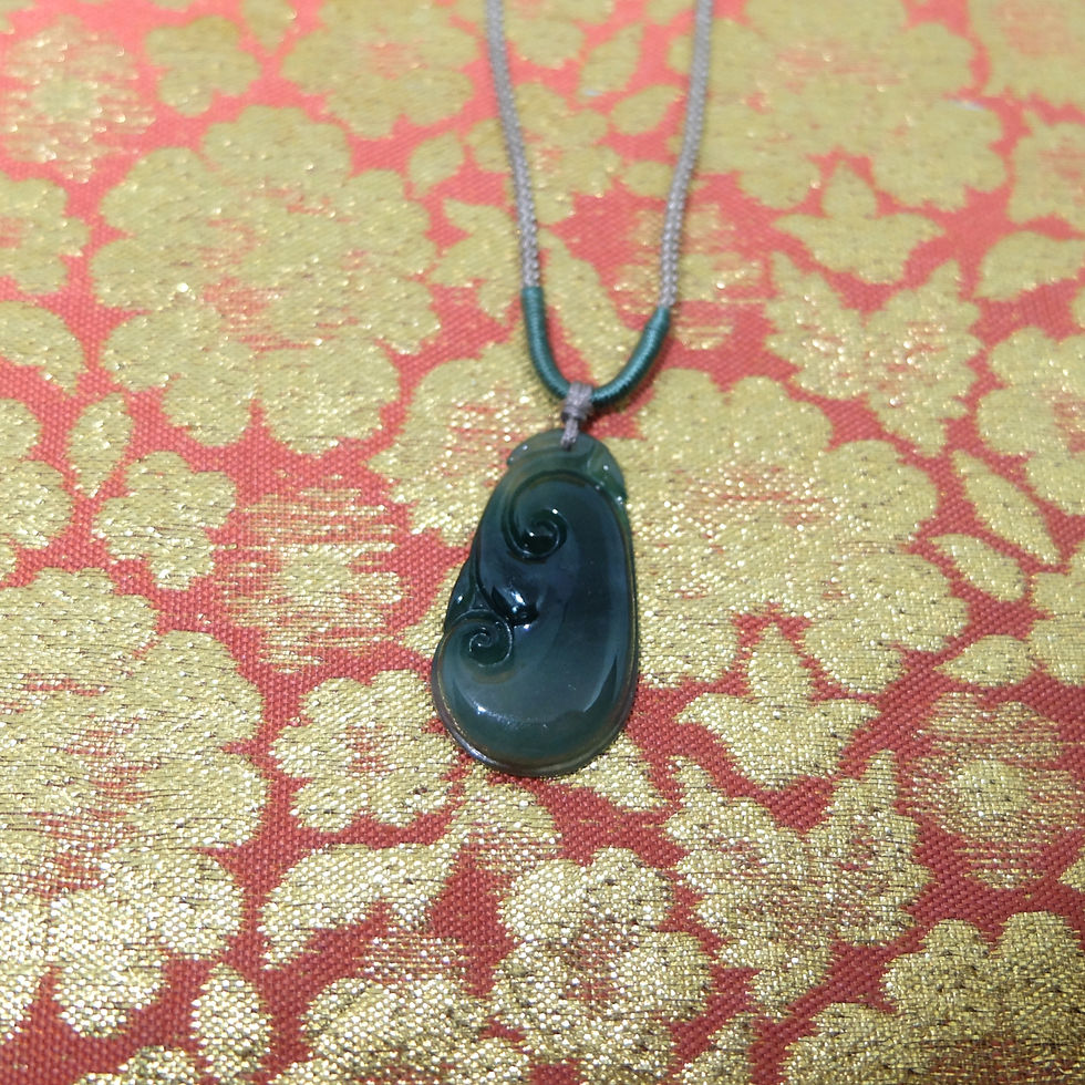 縮圖：翡翠如意～安心如意～深绿色/白色