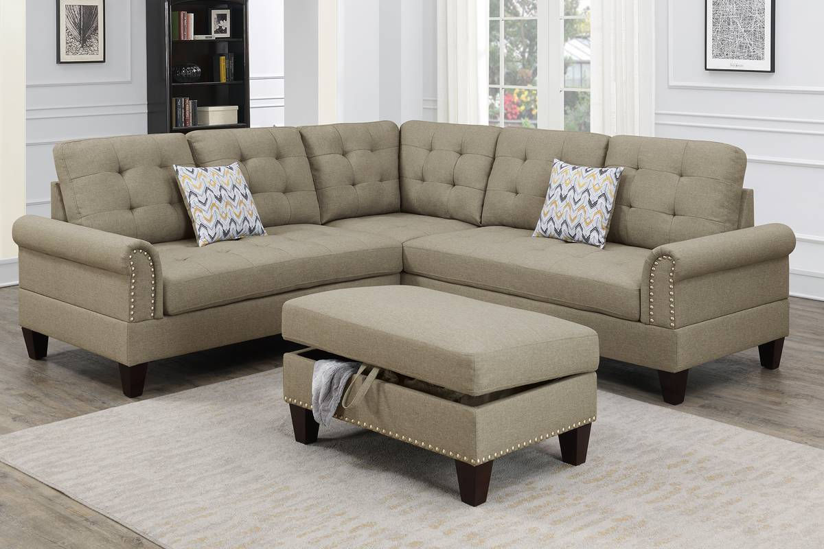 3-PC SECTIONAL W/2 ACCENT PILLOW (OTTOMAN INCLUDED) - F6476