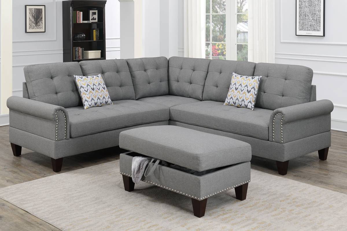 3-PC SECTIONAL W/2 ACCENT PILLOW (OTTOMAN INCLUDED) - F6475