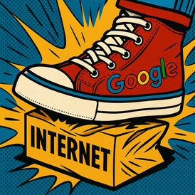 A Google foot crushing the Internet