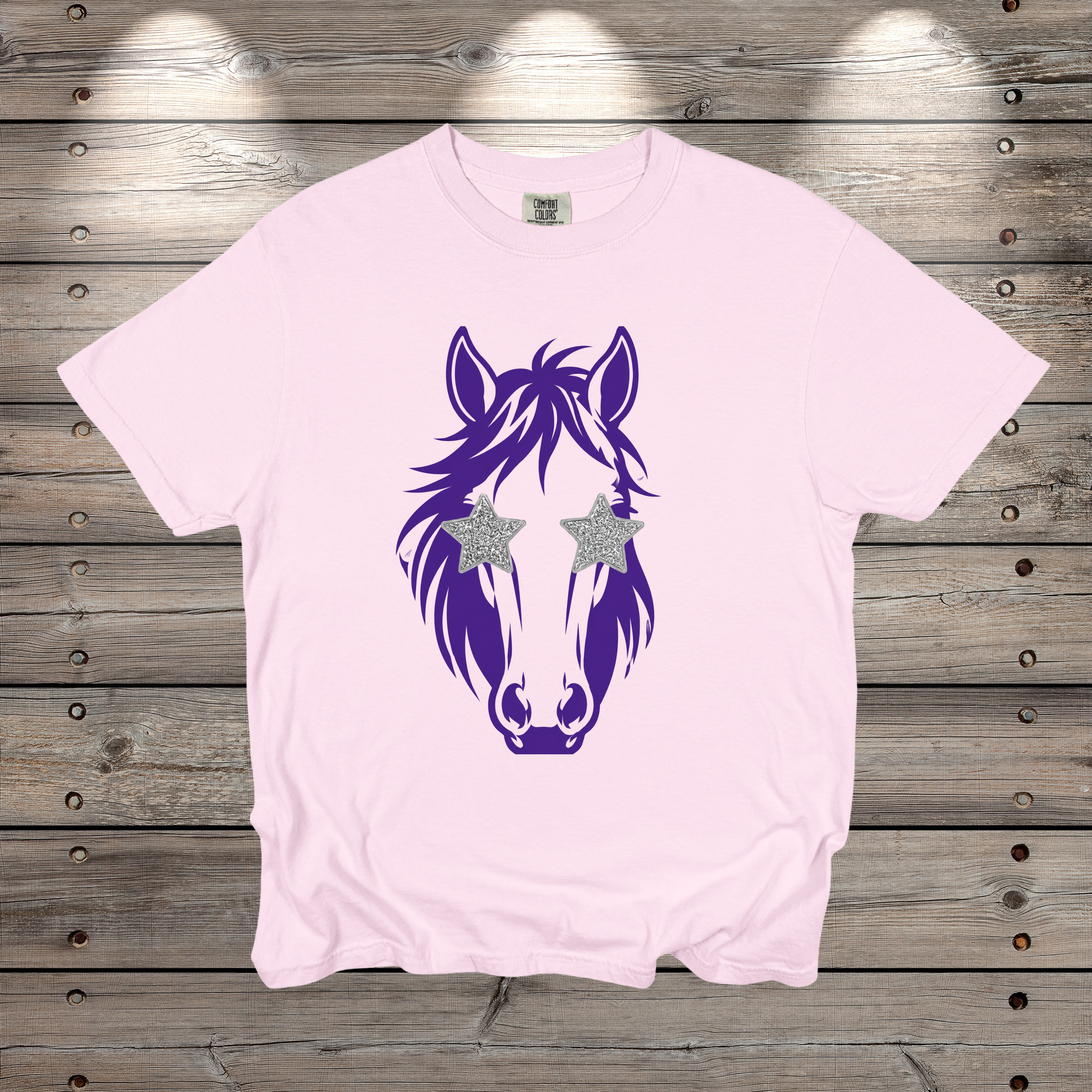 8008-Horse & Stars-Comfort Colors-Blossom