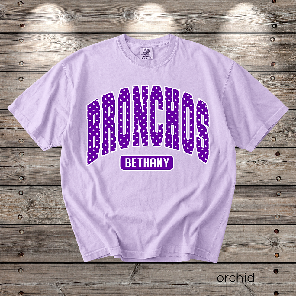 Thumbnail: 7715- PURPLE Bronchos Polka Dot - Comfort Colors -Lots of Color Options