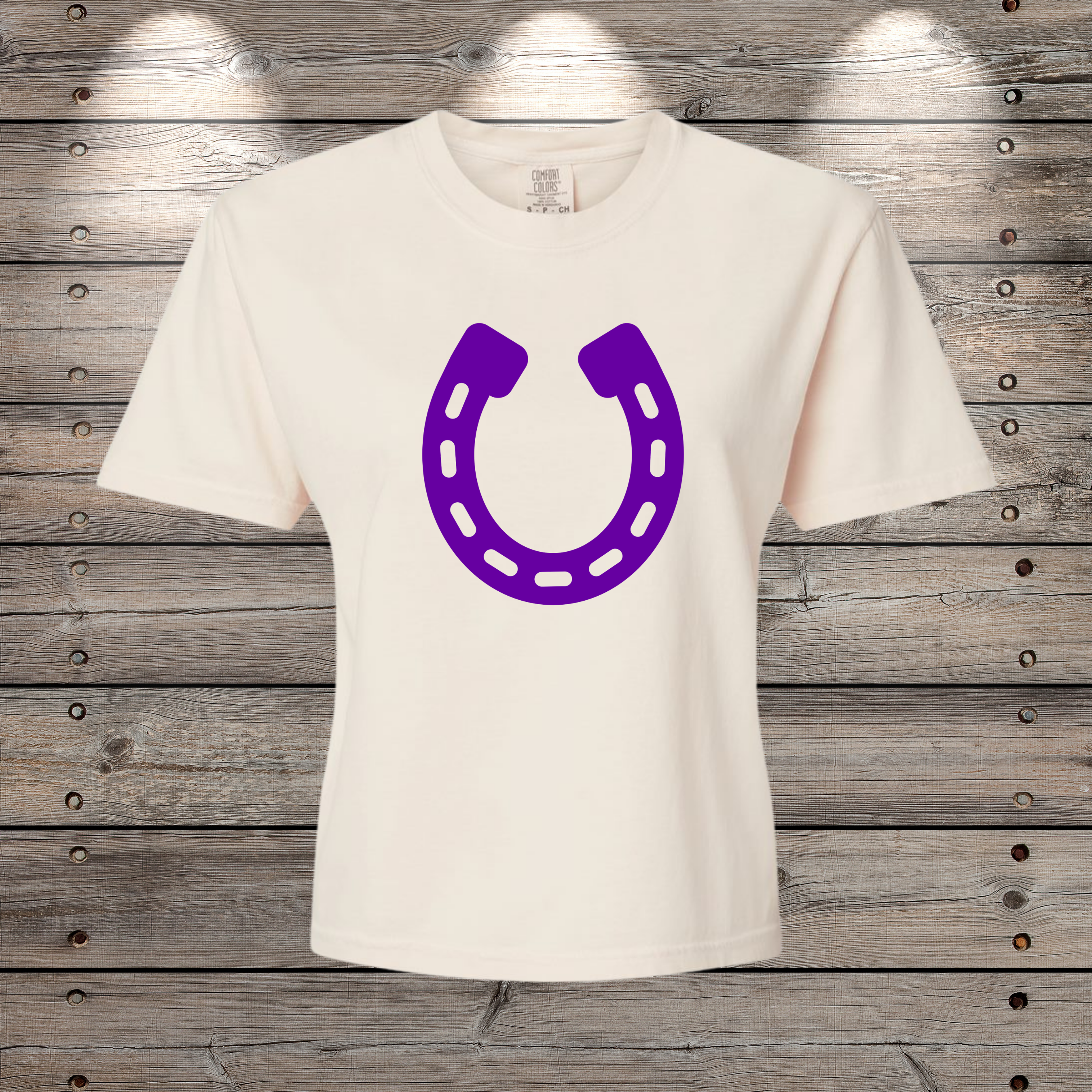 2071 - Horseshoe Comfort Colors - CROP - Ivory