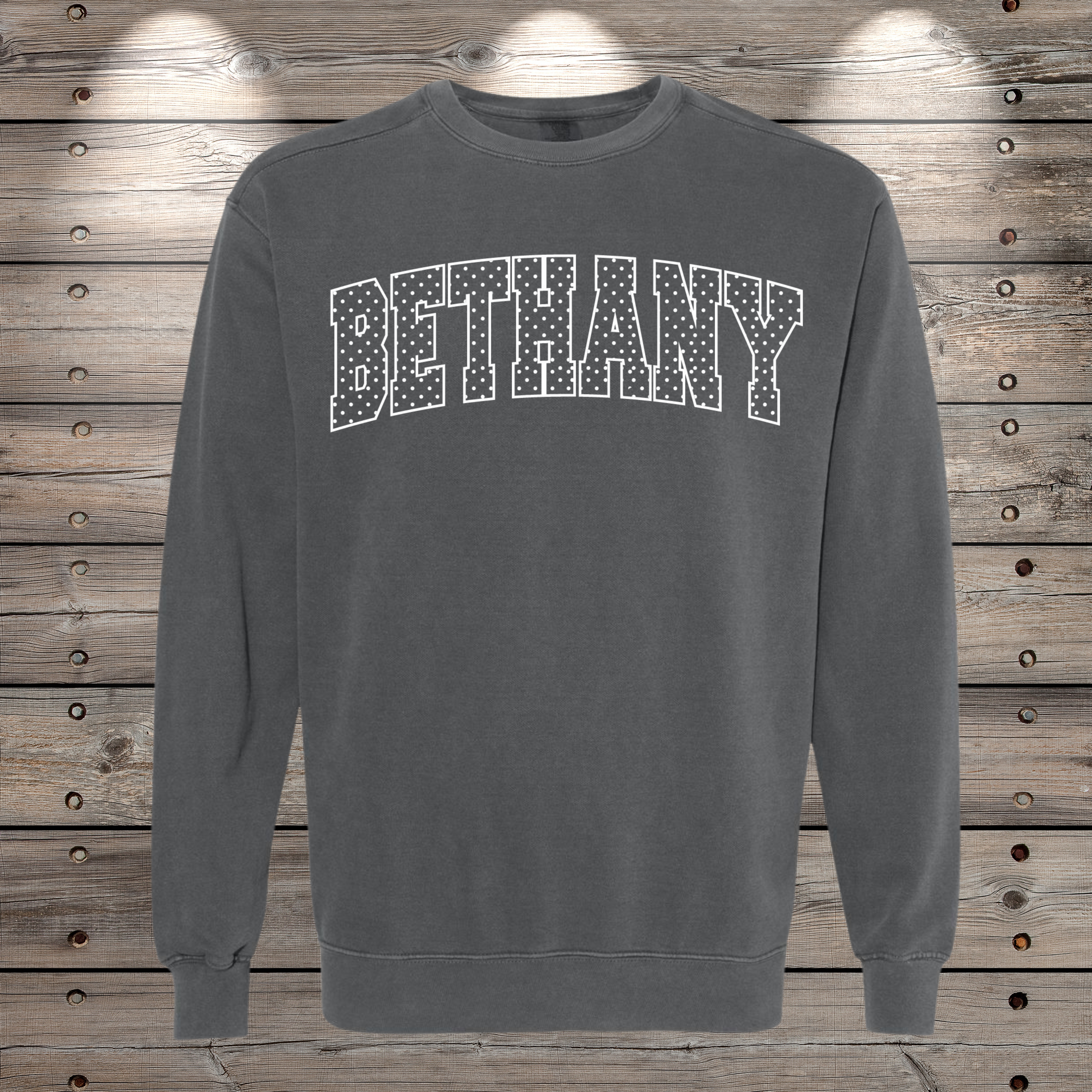 BHSC-24-Bethany-Comfort Colors-Sweatshirt - Polka Dots-Pepper