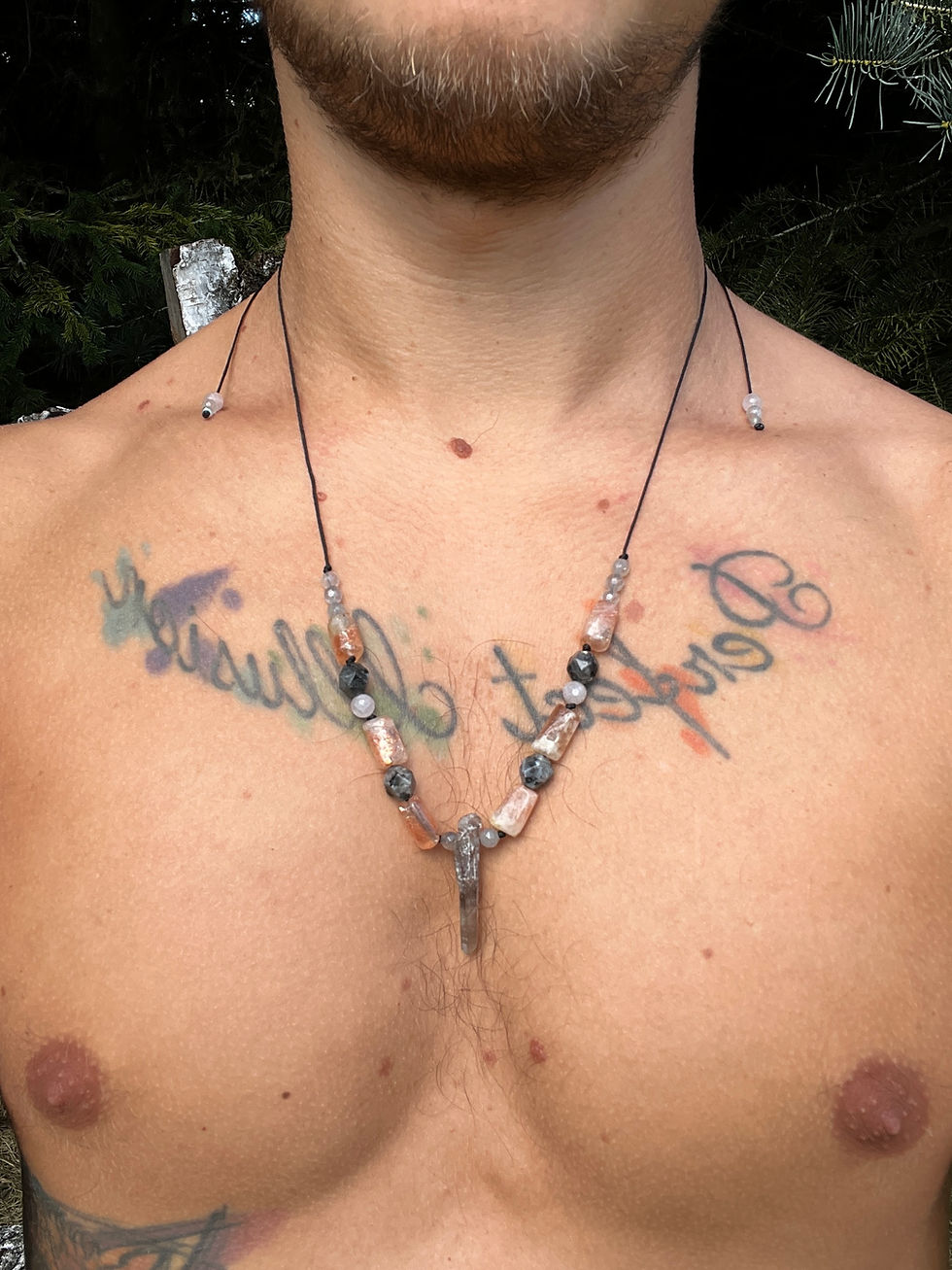 Miniatura: Naszyjnik z naturalnymi kamieniami, minerałami, kryształami, miłodzieło