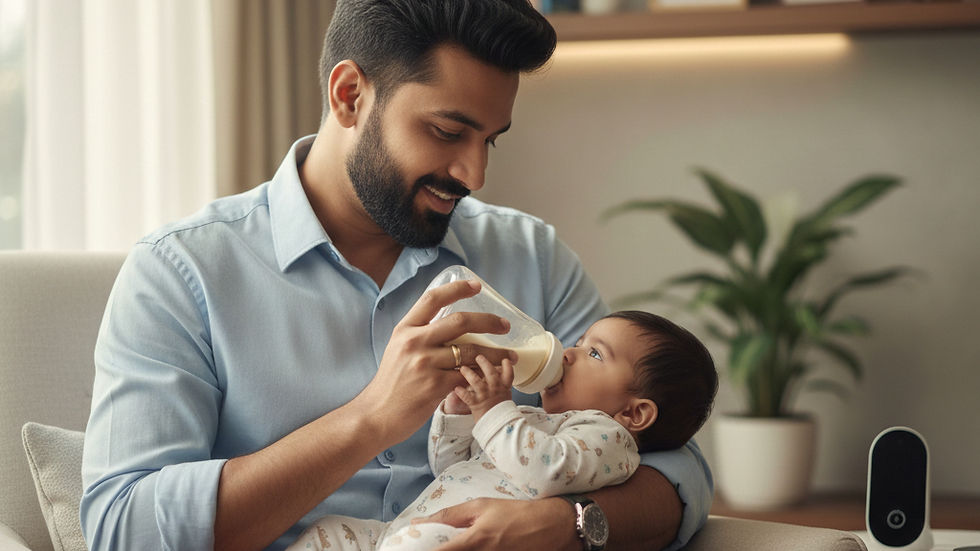 Father feeding infant