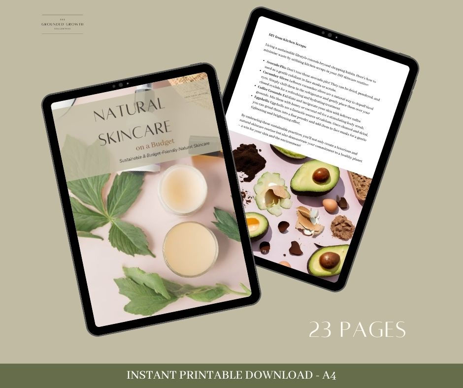 Thumbnail: A display of pages from the GGC Natural Skincare Download Bundle.