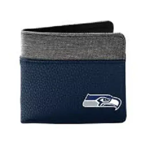 Seahawks pebble type men's bi-fold wallet 5x4