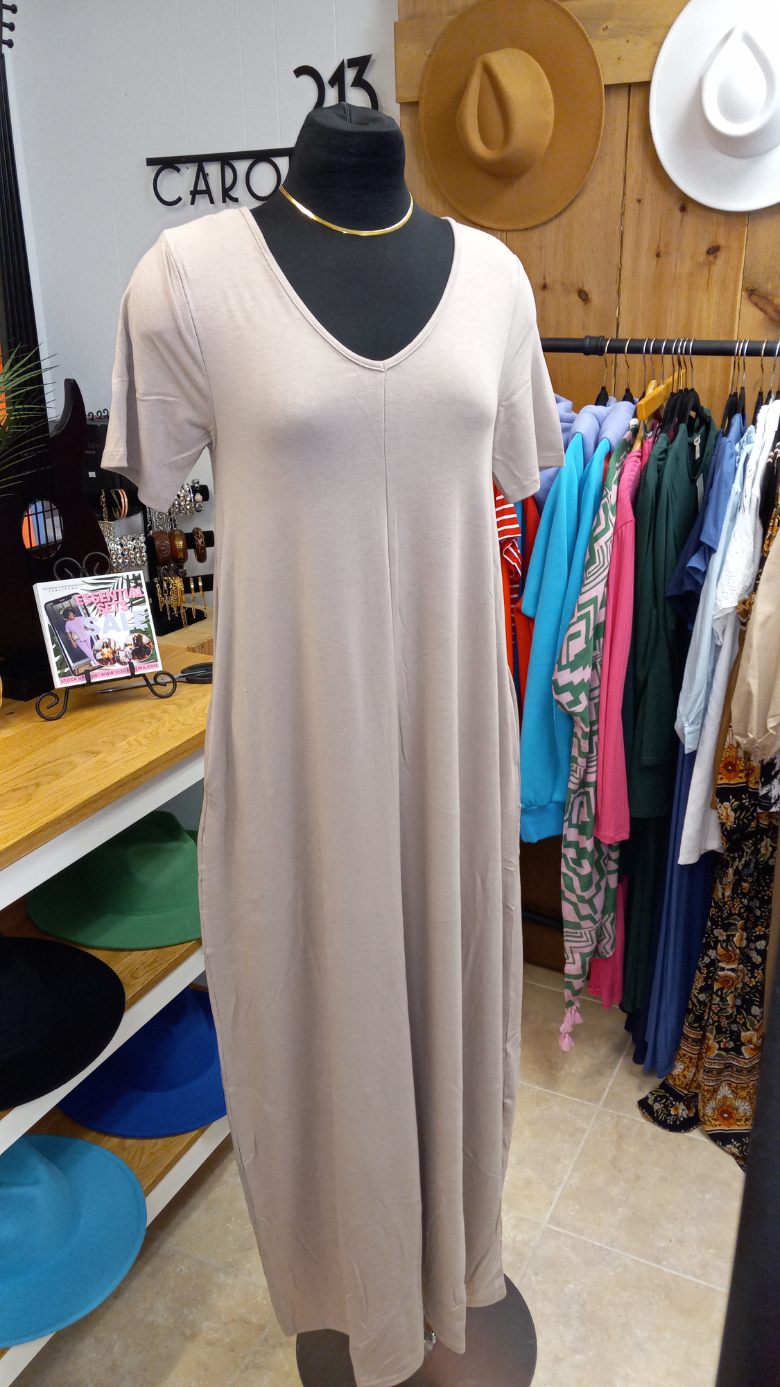 Zenana Maxi Dress in Ash Mocha