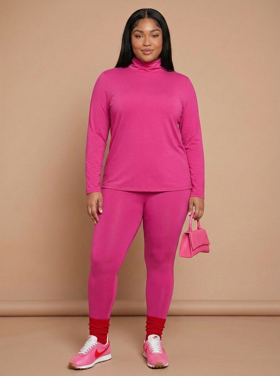 Zenana Turtleneck Set Fuchsia