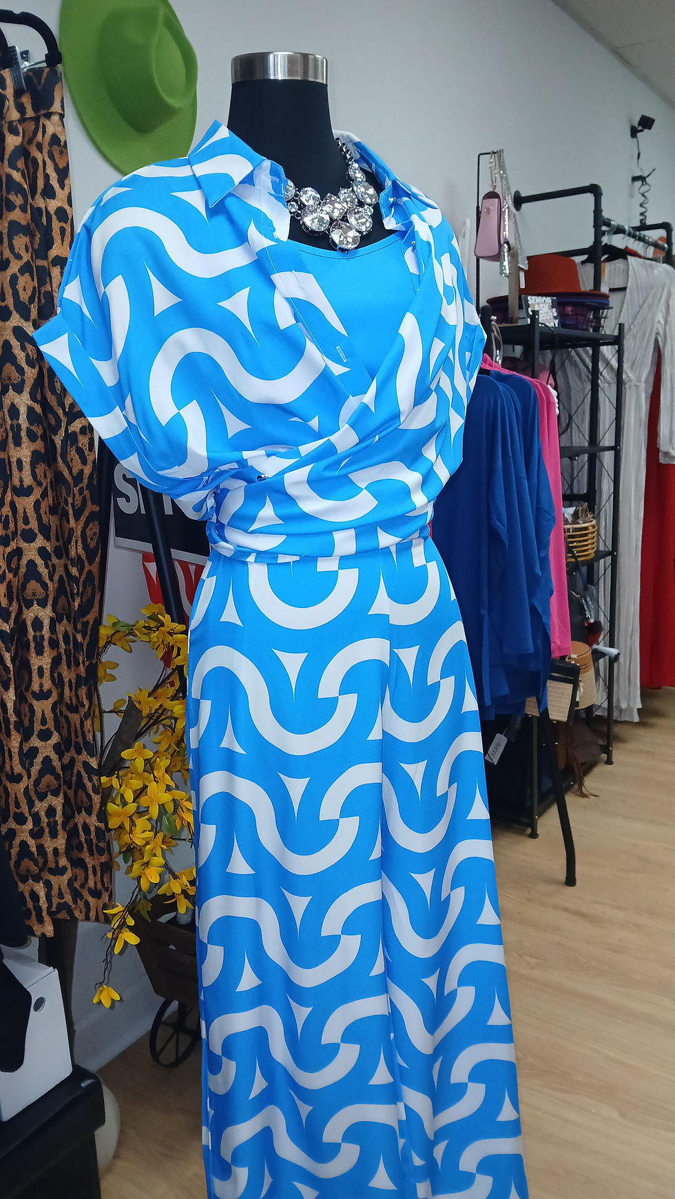 Thumbnail: Geo Print Matching Set in Blue Plus Size