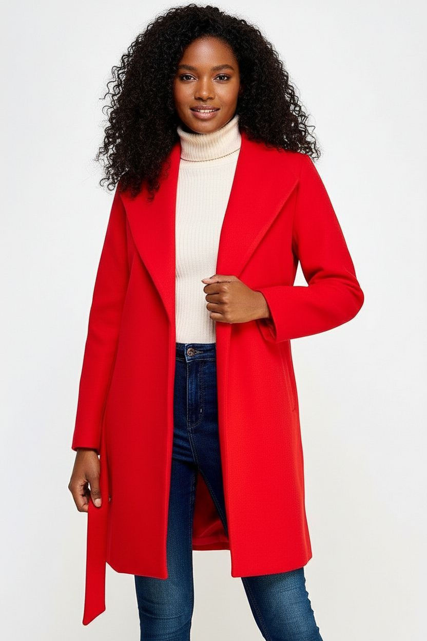 Belted Coat Red