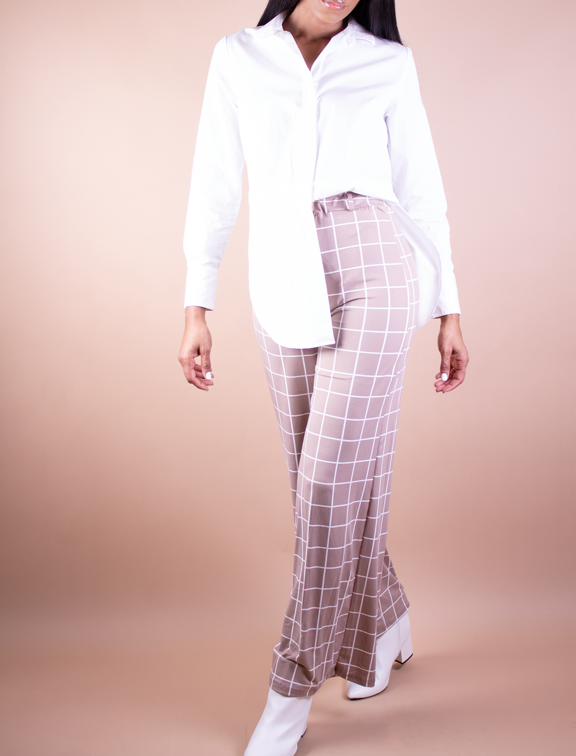 Taupe and Ivory Wide Leg Pants