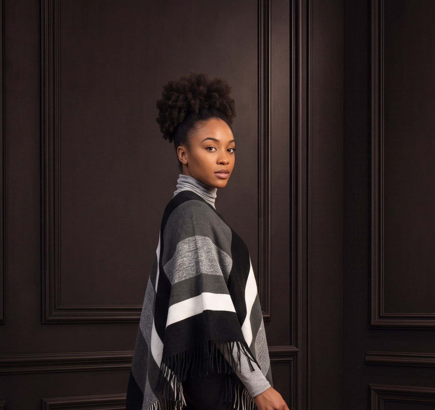 Grey x Black Poncho