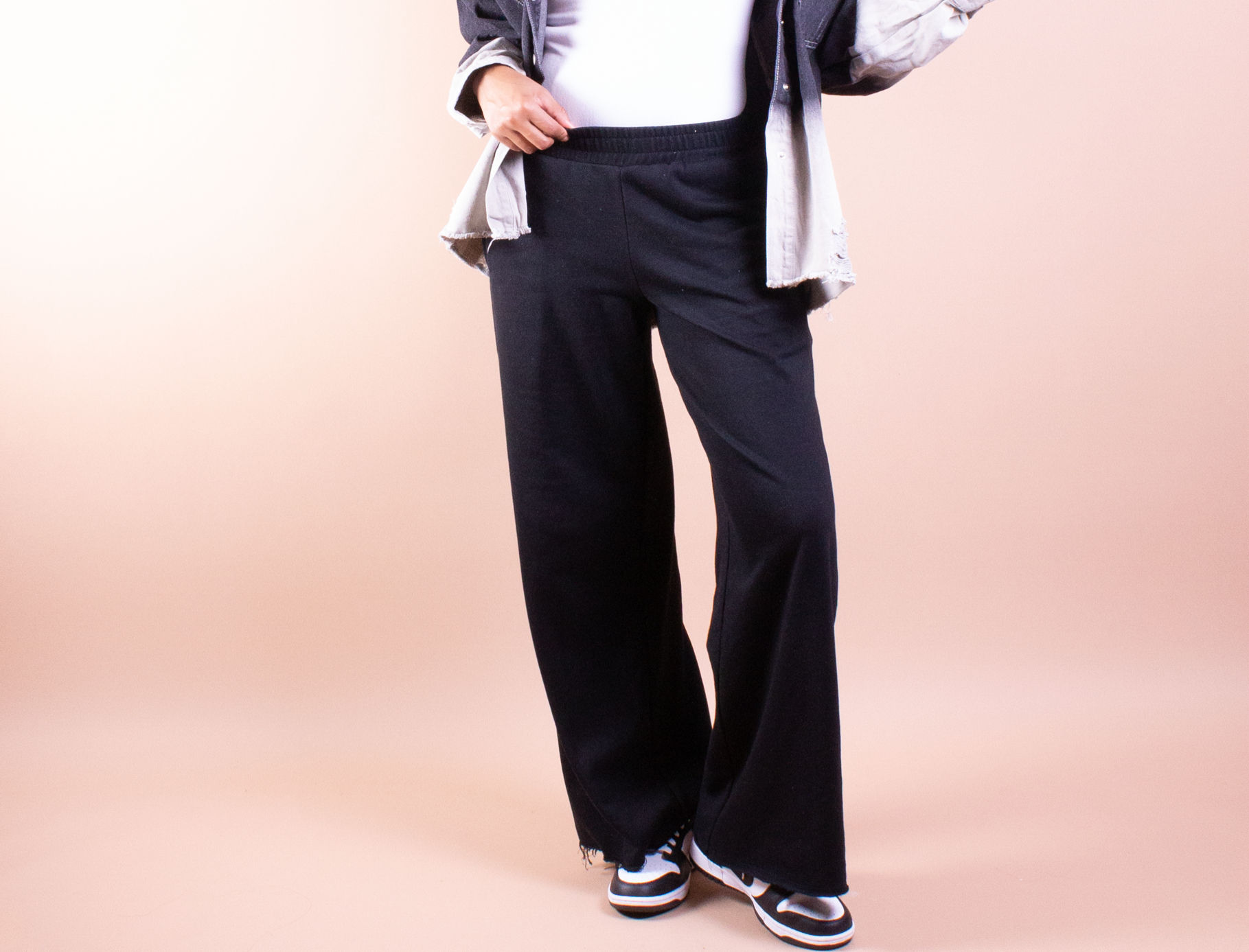 Wide Leg Joggers in Black