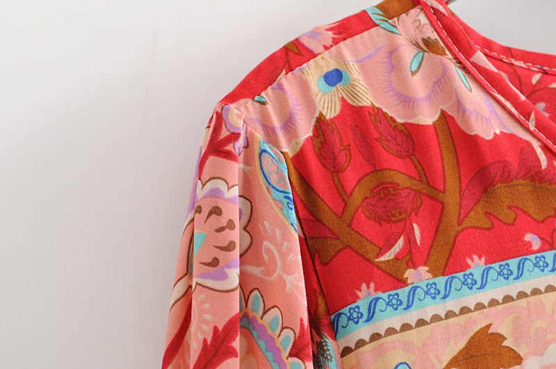 Miniatura: Bohemian Midi Dress in Red Print
