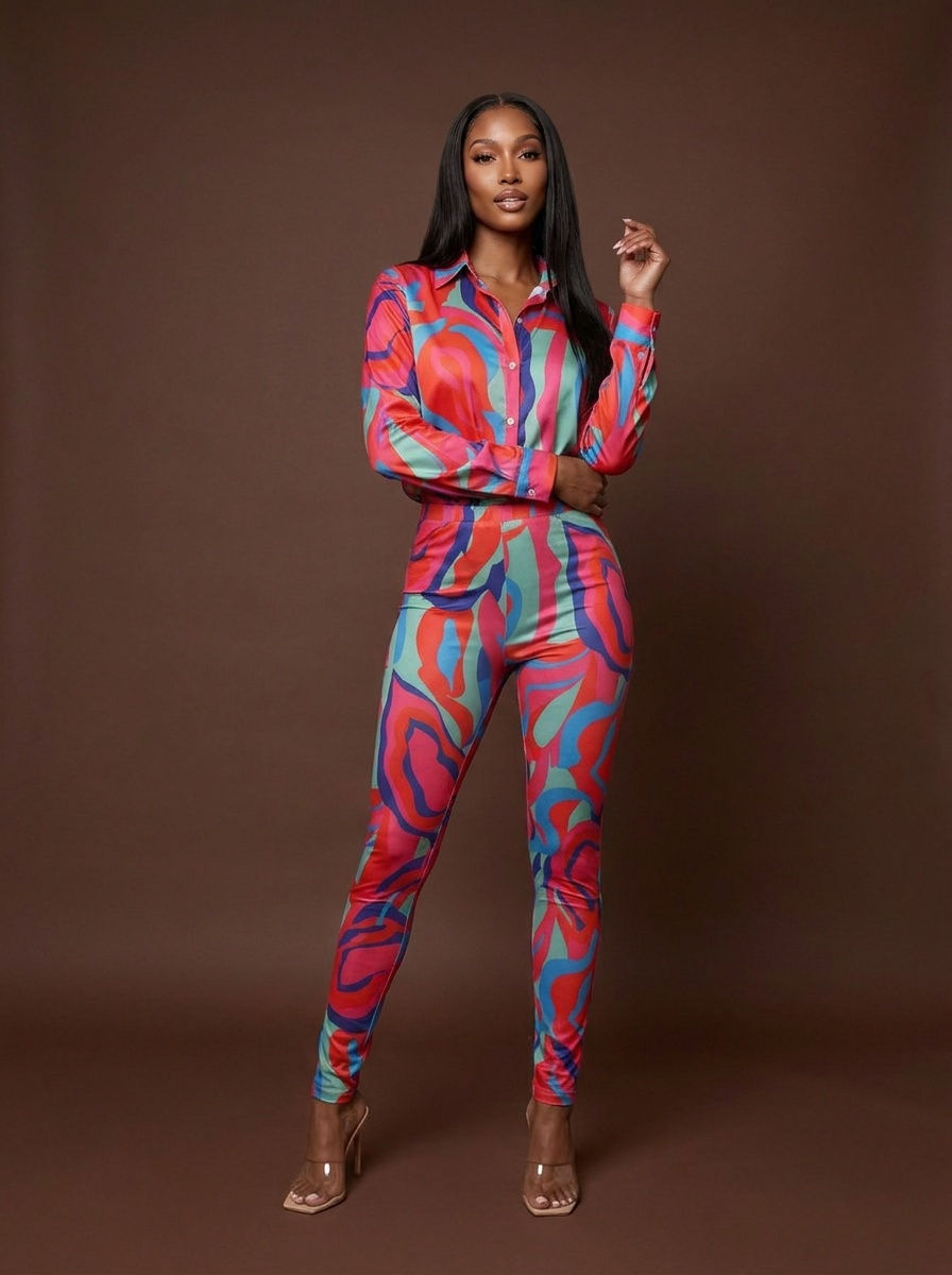 Women's Vibrant Abstract Matching Set
