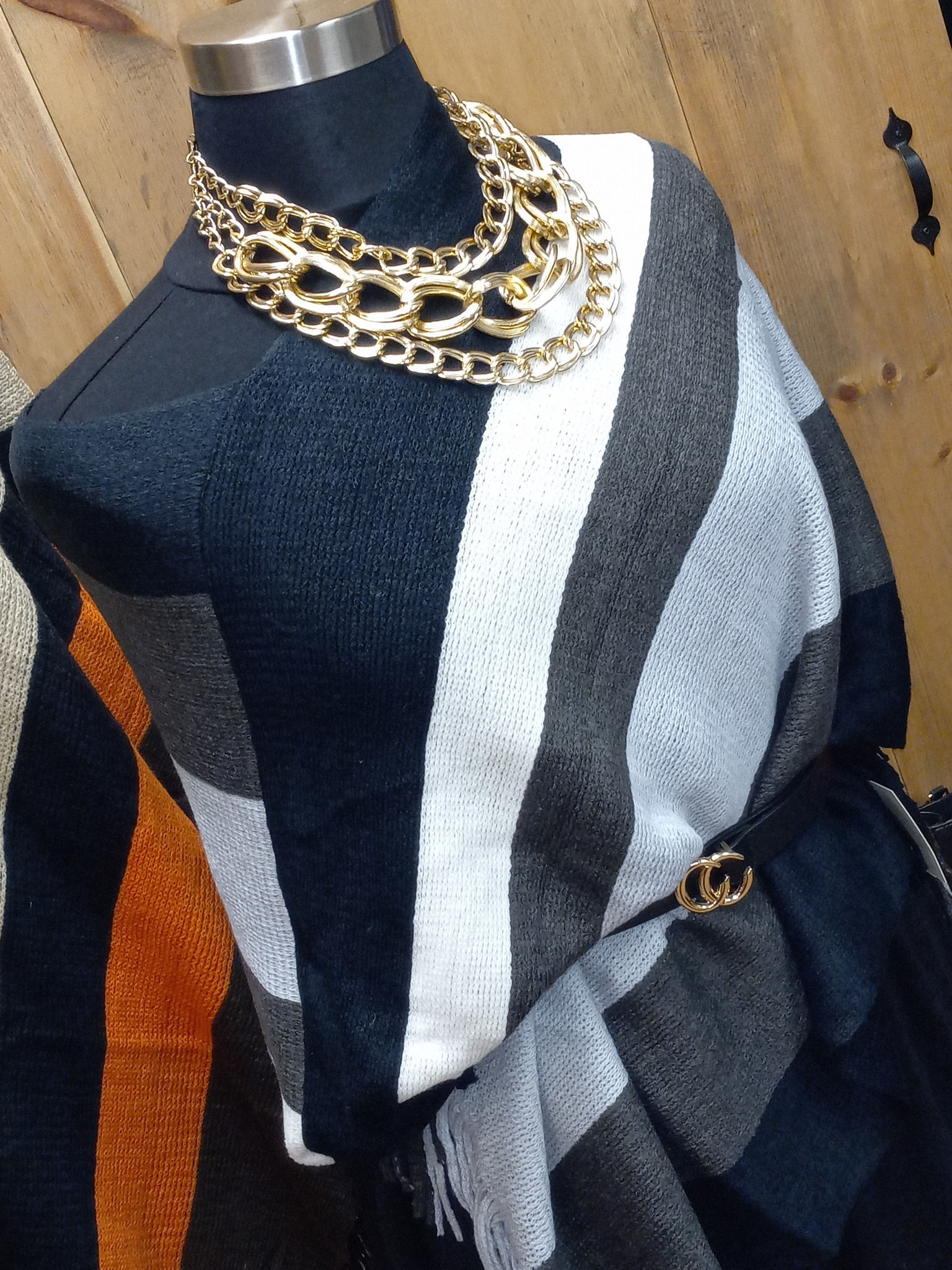 Grey x Black Poncho