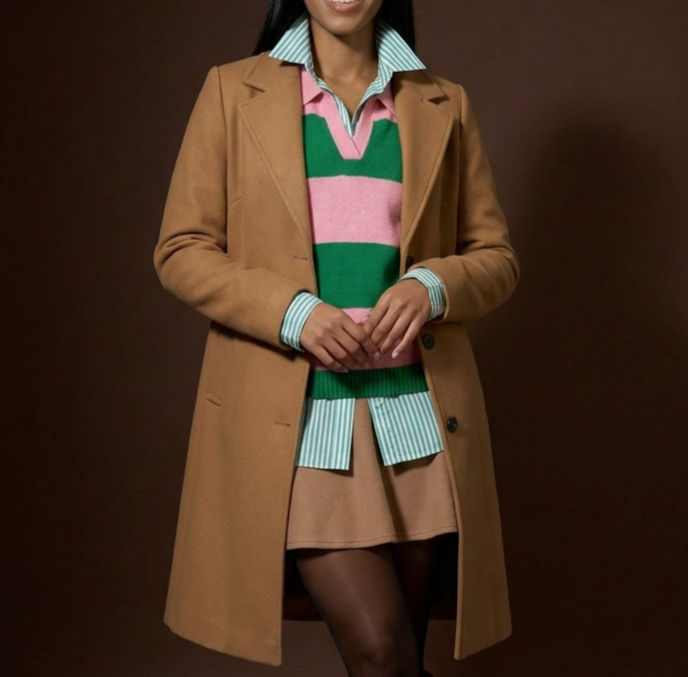 Bold Stripes V-Neck Sweater in Pink and Green