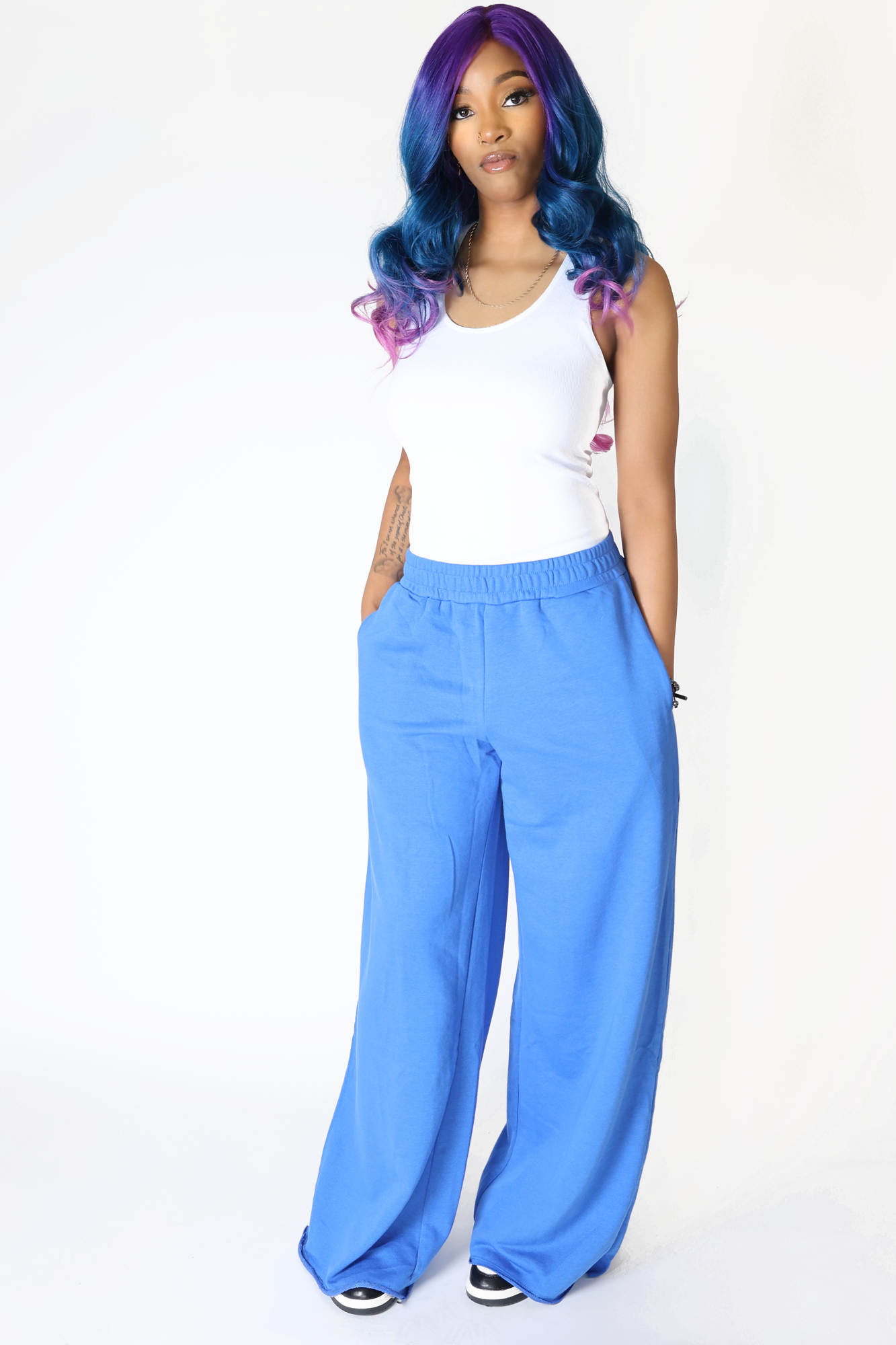Wide Leg Joggers in Blue