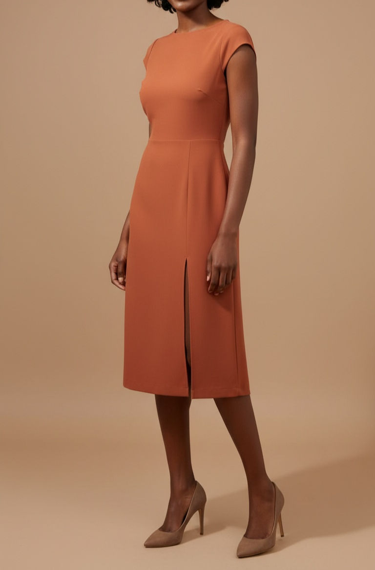 Miniatura: Everbloom Rust Brown Midi Dress