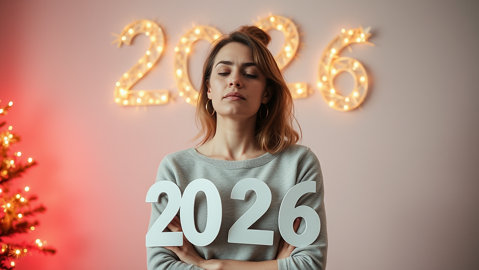 A stressed woman at new years