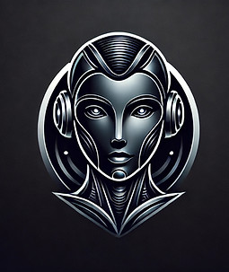 DALL·E 2024-10-29 23.13.19 - A logo design featuring a black metallic female robot, showca